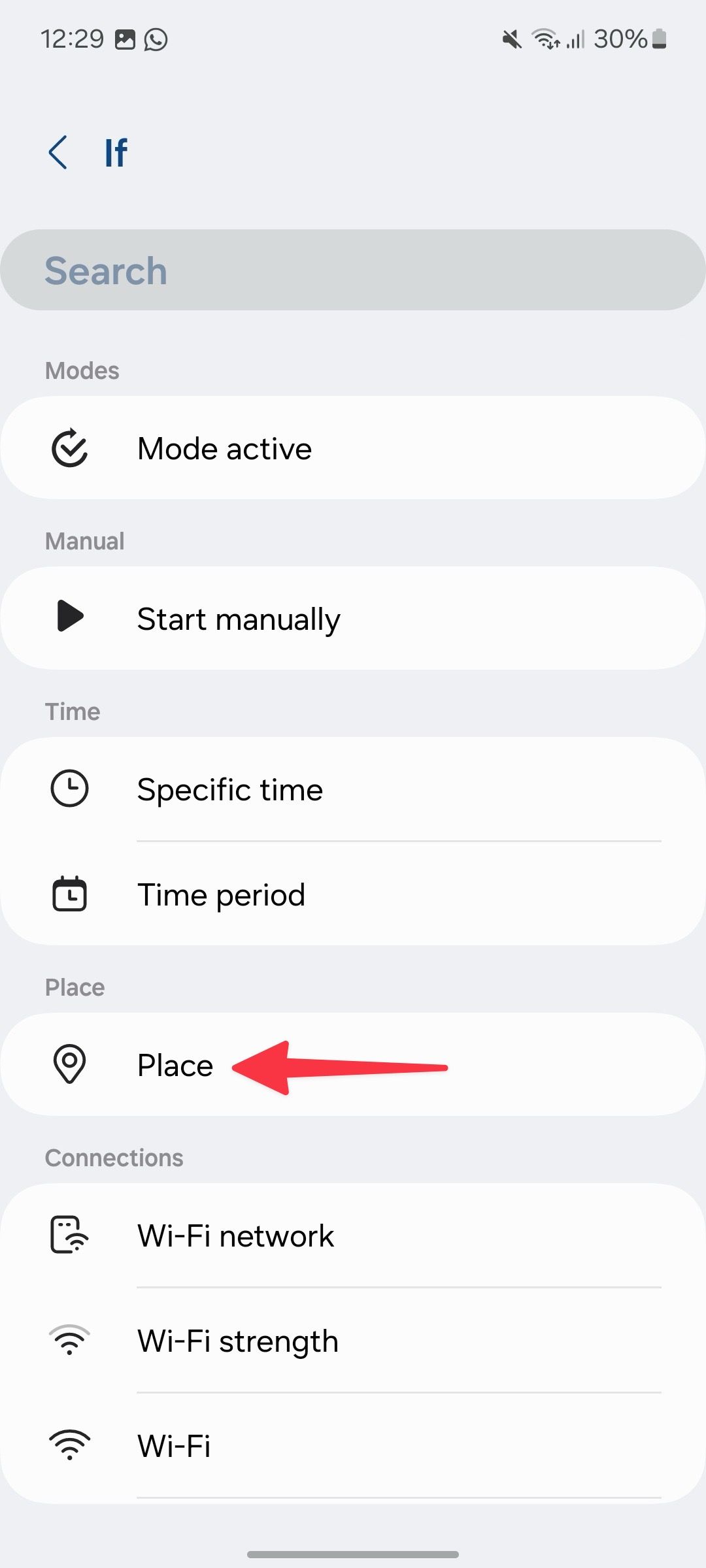 select place in routine in Galaxy A15