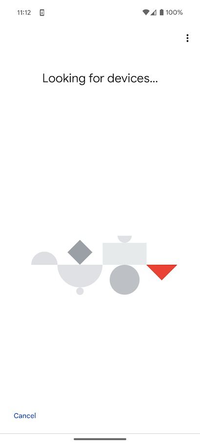 google home app showing shapes as a loading screen