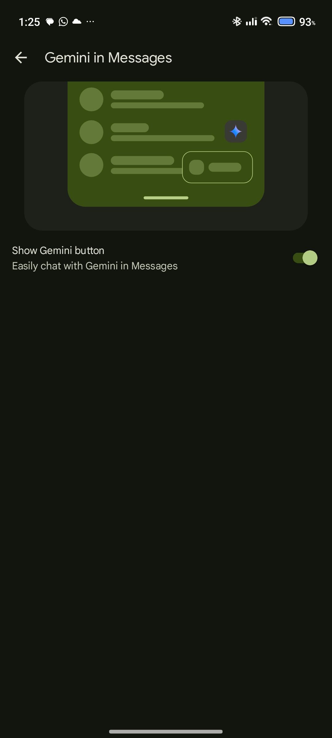Option to turn off Gemini button in Google Messages