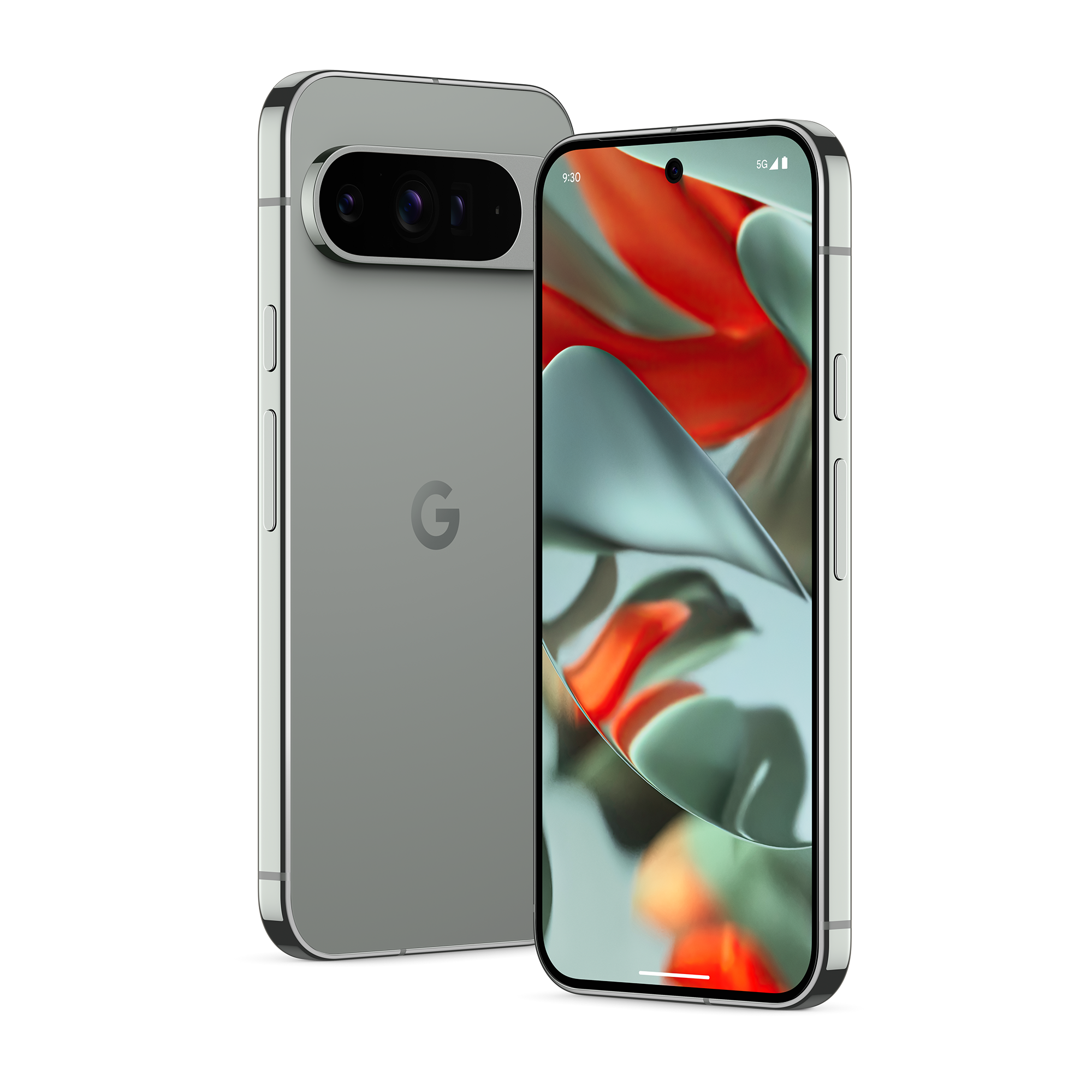 Render of the Google Pixel 9 Pro XL in hazel against a white background.