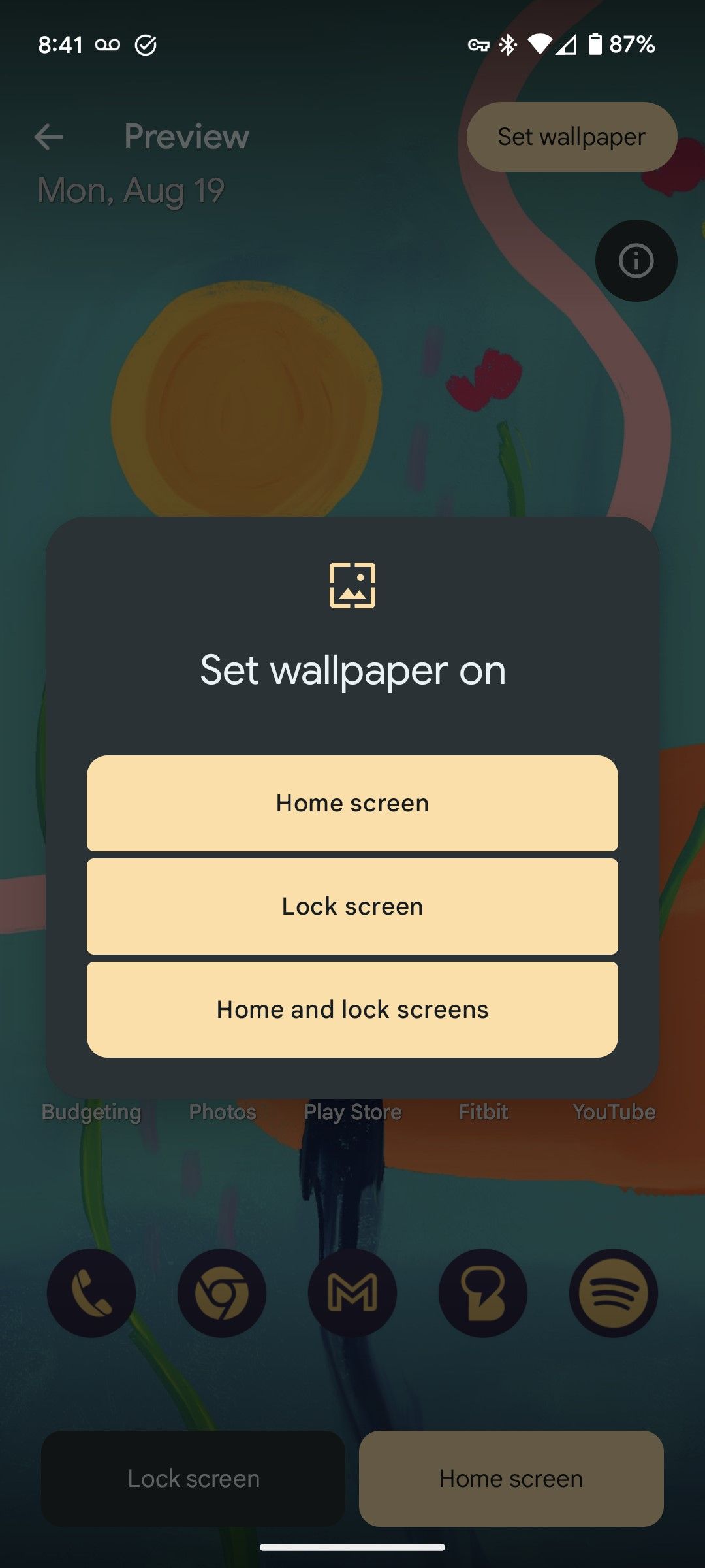 Setting a wallpaper on a Google Pixel phone