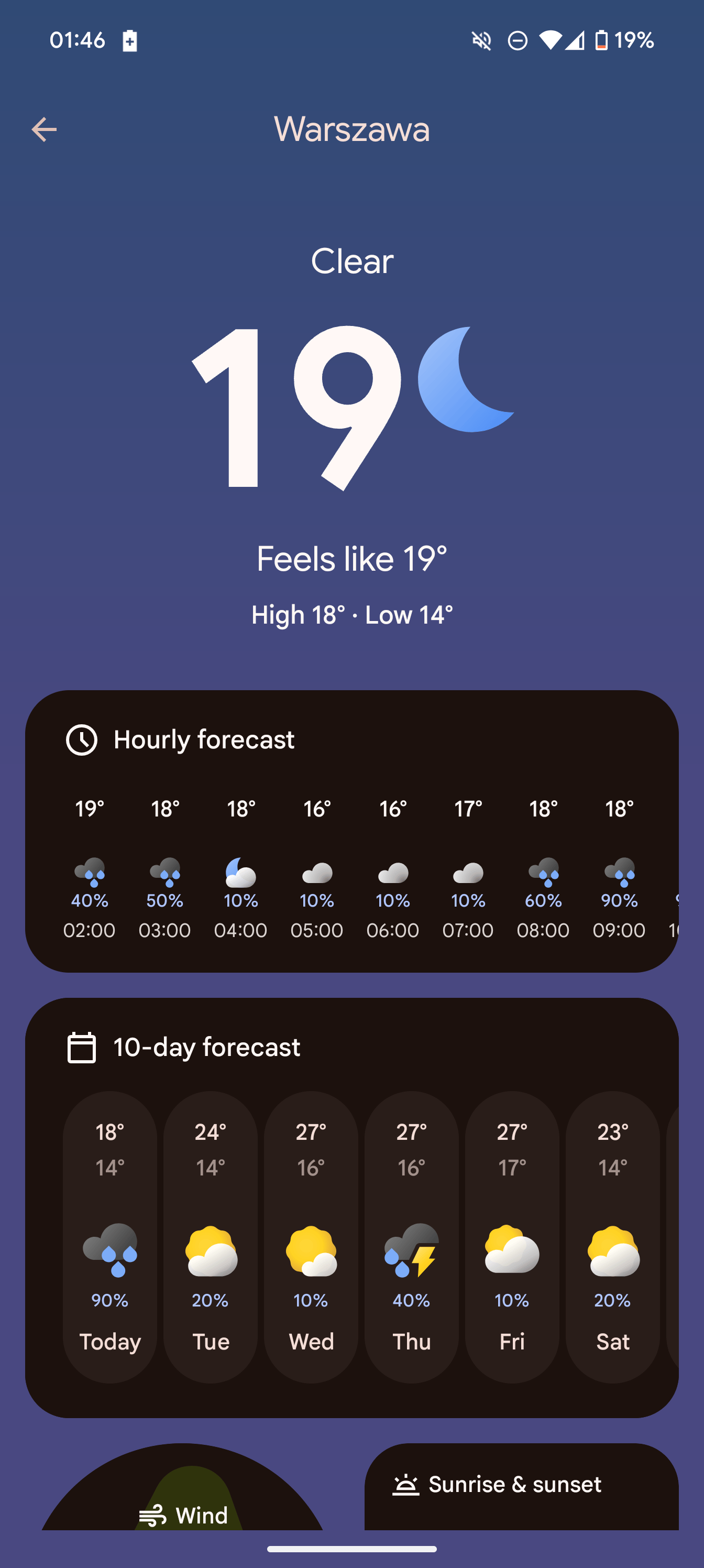 Screenshot showing the redesigned Google Weather app for Pixel devices.