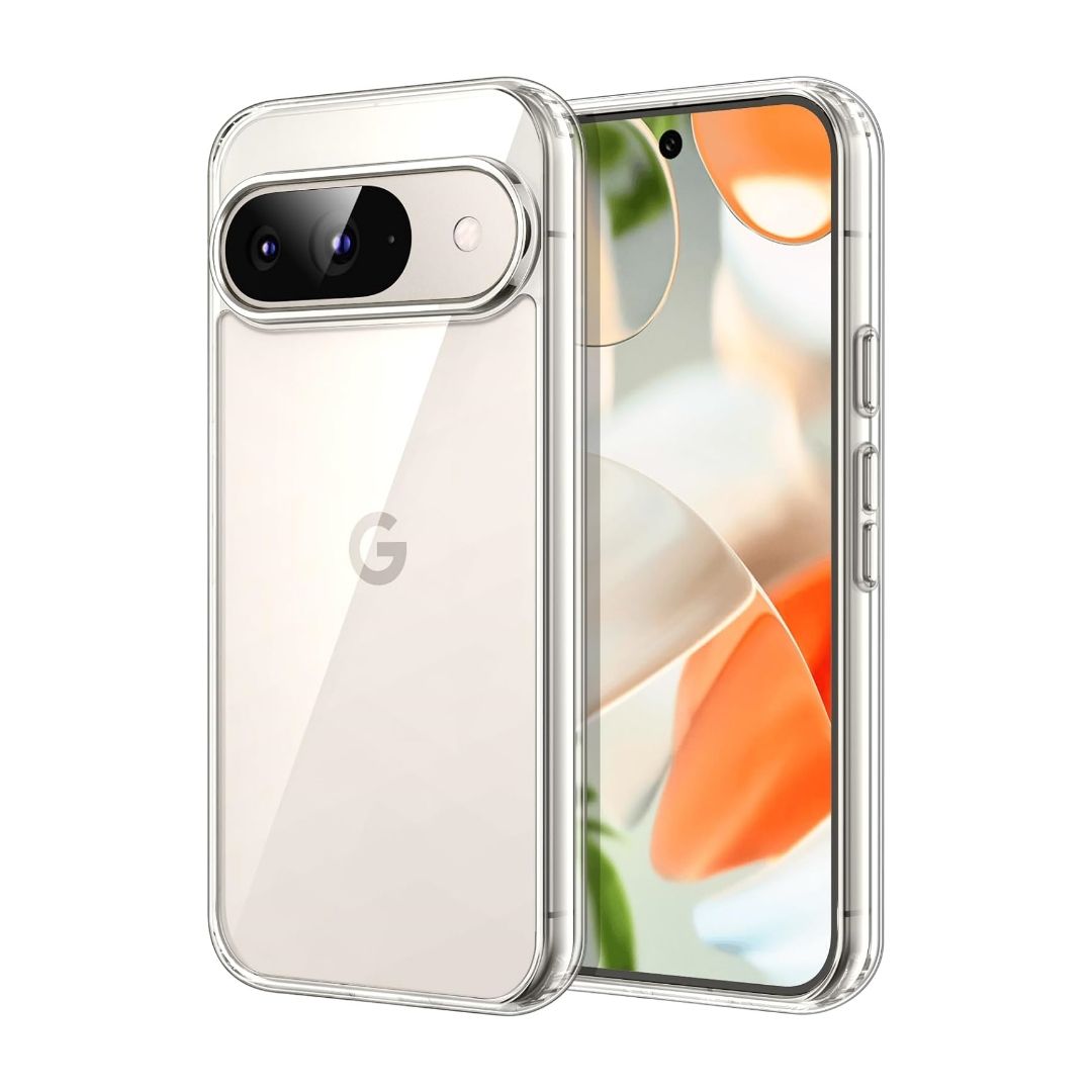 JETech Clear Case for Pixel 9, front and back views