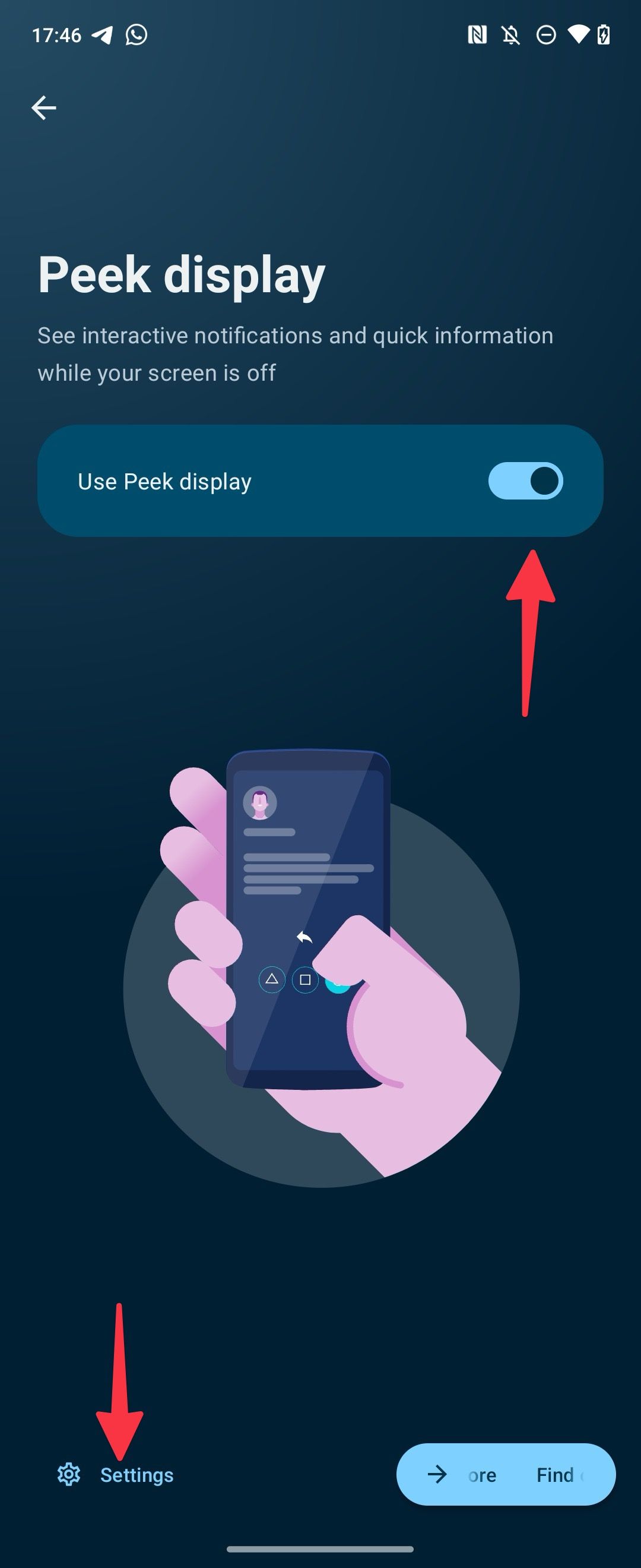 open Peek Display settings on Moto G Power