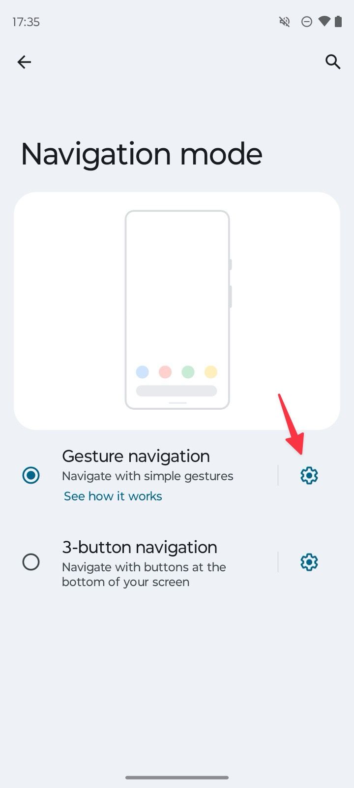 Gesture navigation settings on Moto G Power