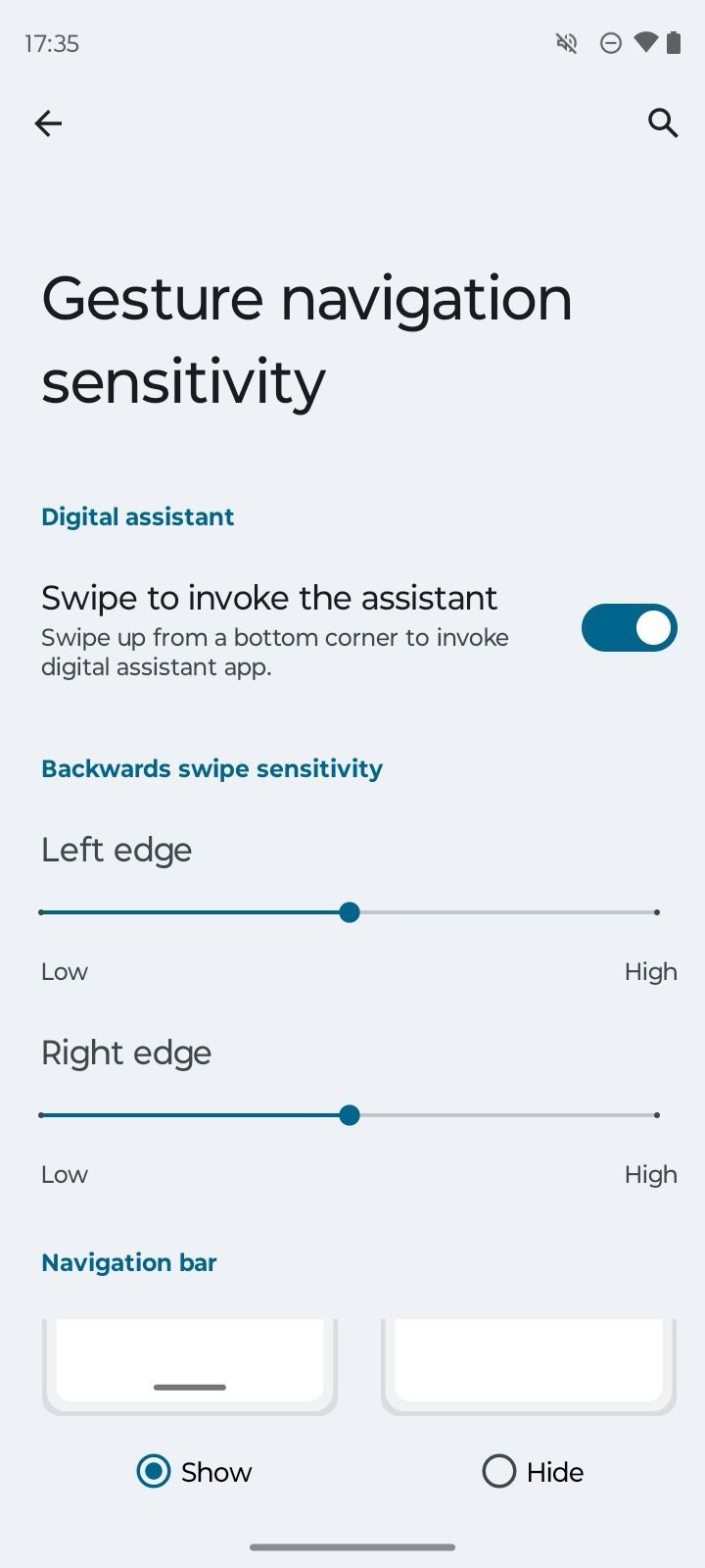 Tweak gesture navigation sensitivity on Moto G Power