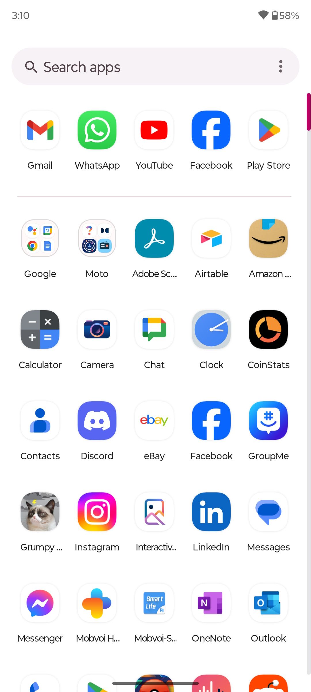 List of apps and icons on a Moto G Stylus 5G 2024 phone