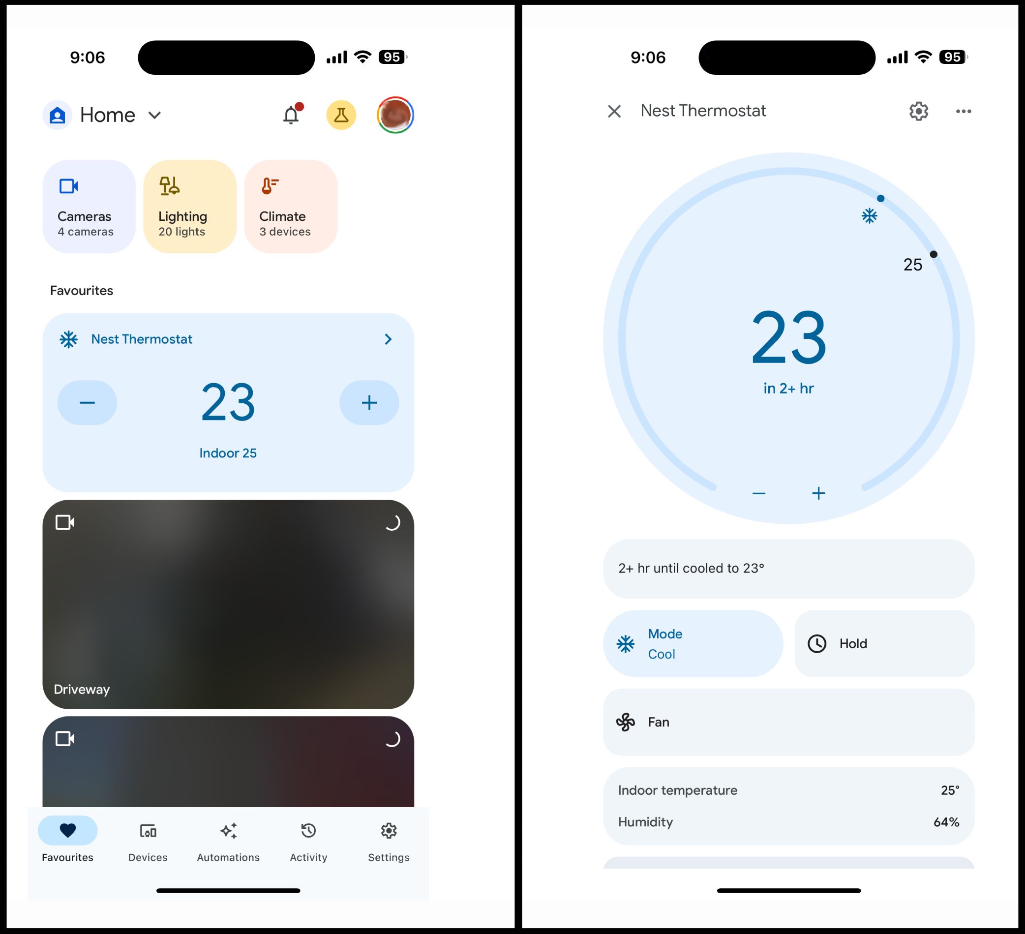 Refresh Google Home app controls for the Nest Thermostat on iOS.