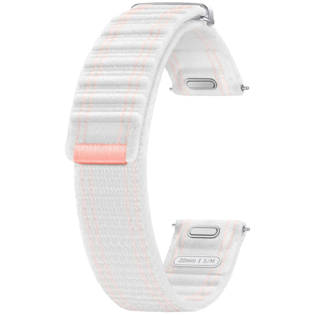 A white watch band on a white background