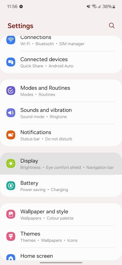 samsung galaxy settings app in light mode