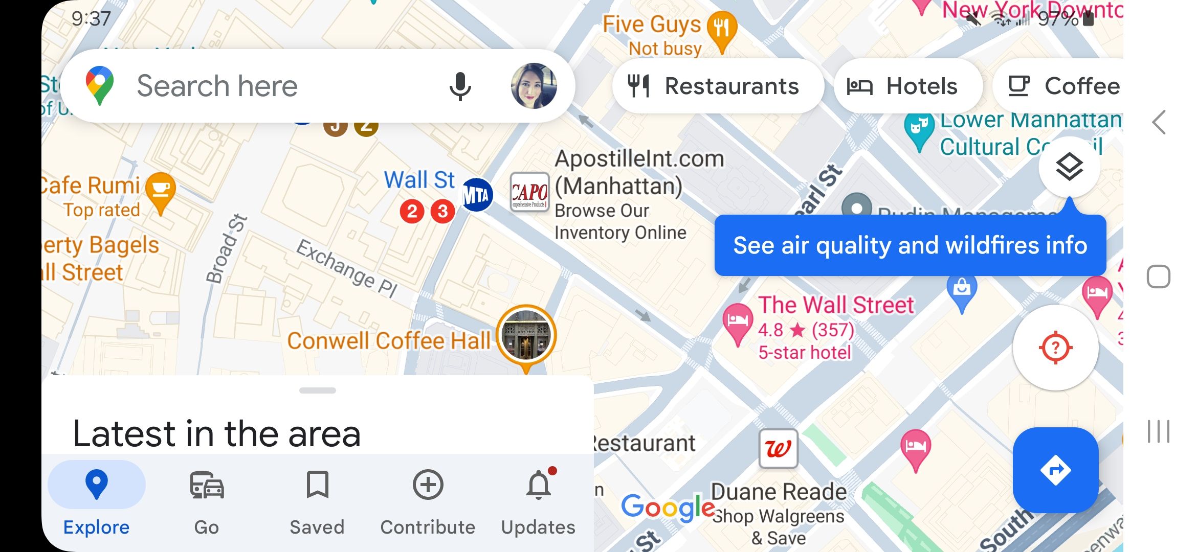 portrait[探索]Google Maps UI and location when in a tab