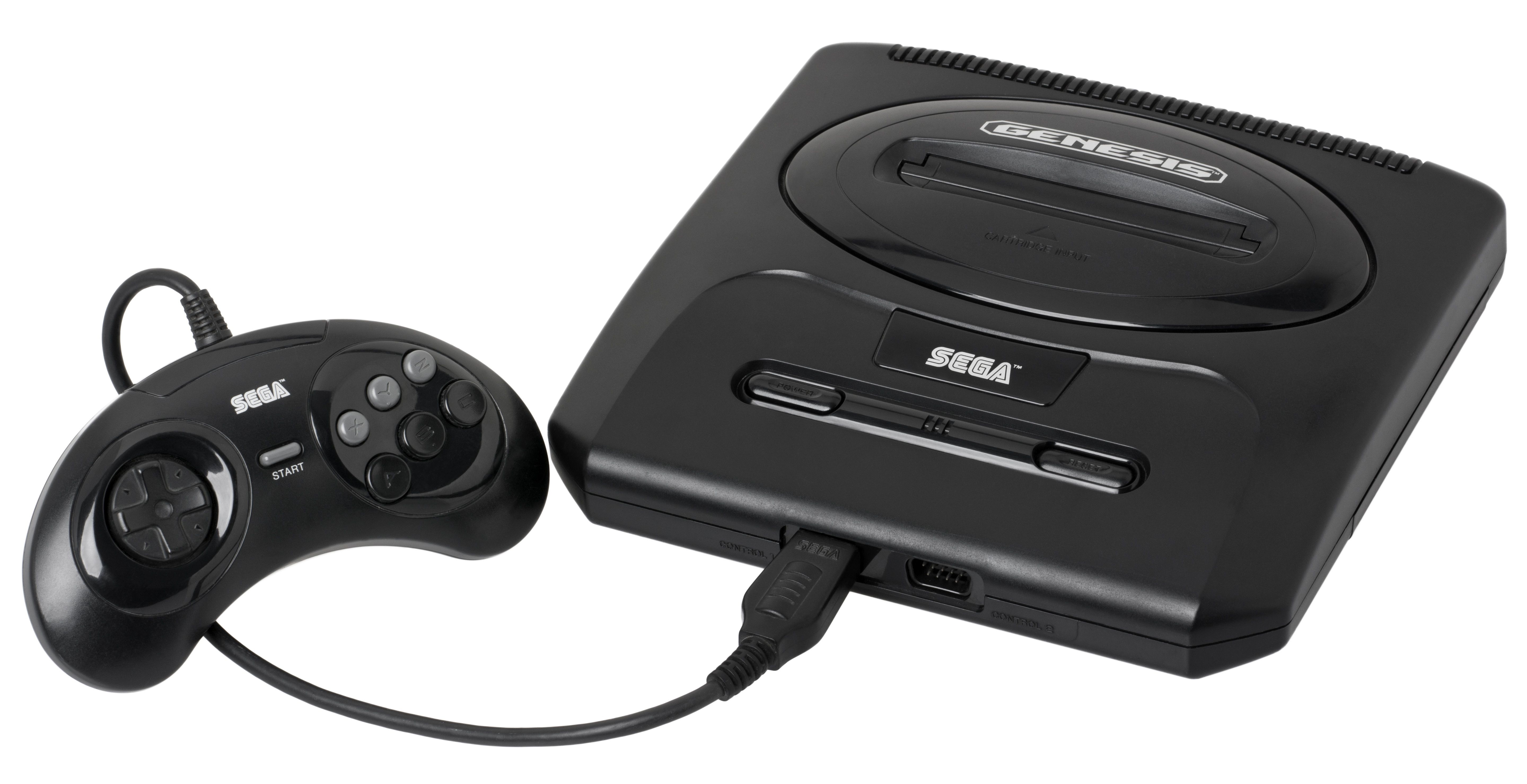 Sega Genesis showing console and controller on white background