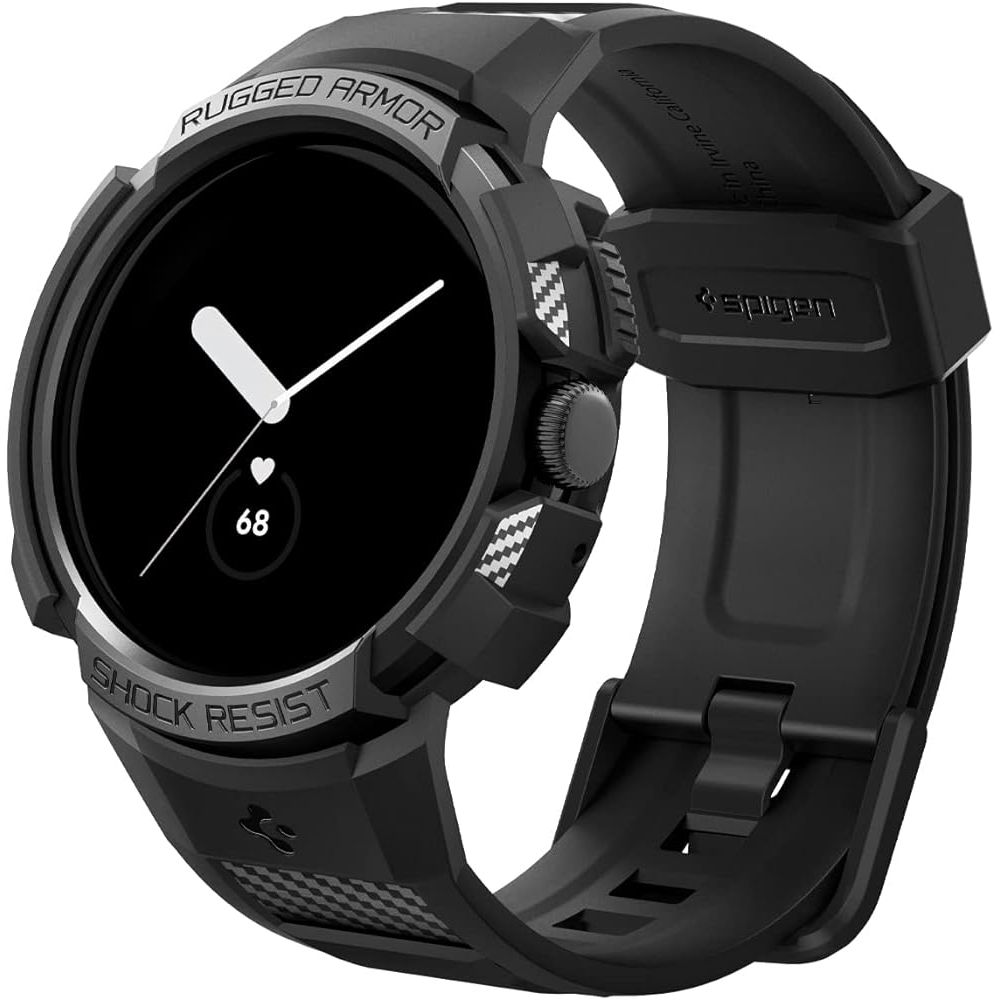 Spigen Rugged Armor Pro for Pixel Watch 3 on plain white background.