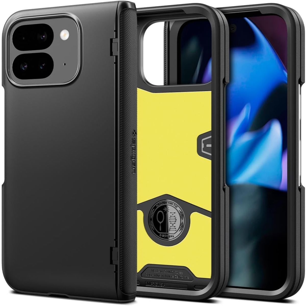 Spigen Slim Armor Pro for Pixel 9 Pro Fold, front, inside, and back views