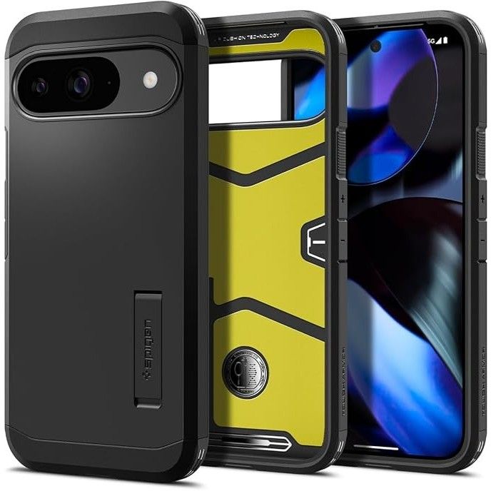 Spigen Tough Armor Case for the Pixel 9 Pro, font, back, and inside views