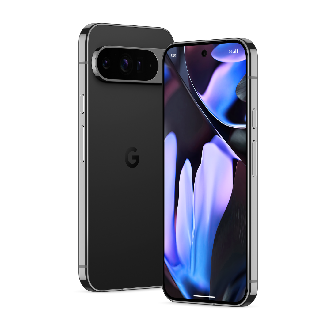 Render of the Google Pixel 9 Pro XL in Obsidian against a white background.