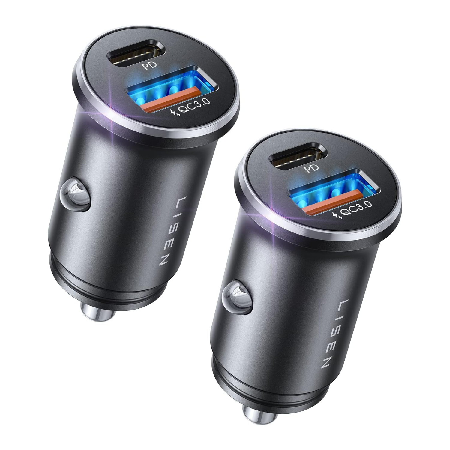 Lisen 48W Dual-Port USB-C Car Charger (2-pack)