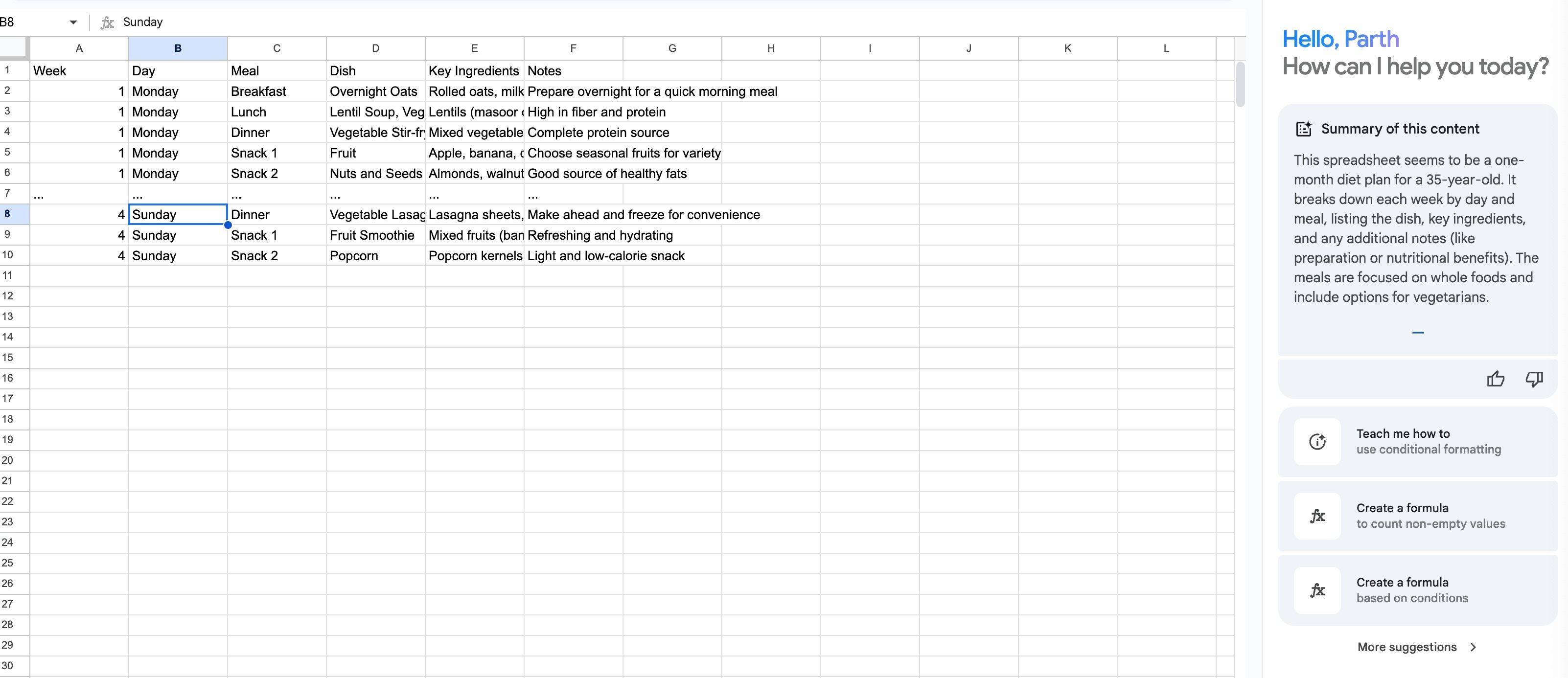 Gemini database in Sheets