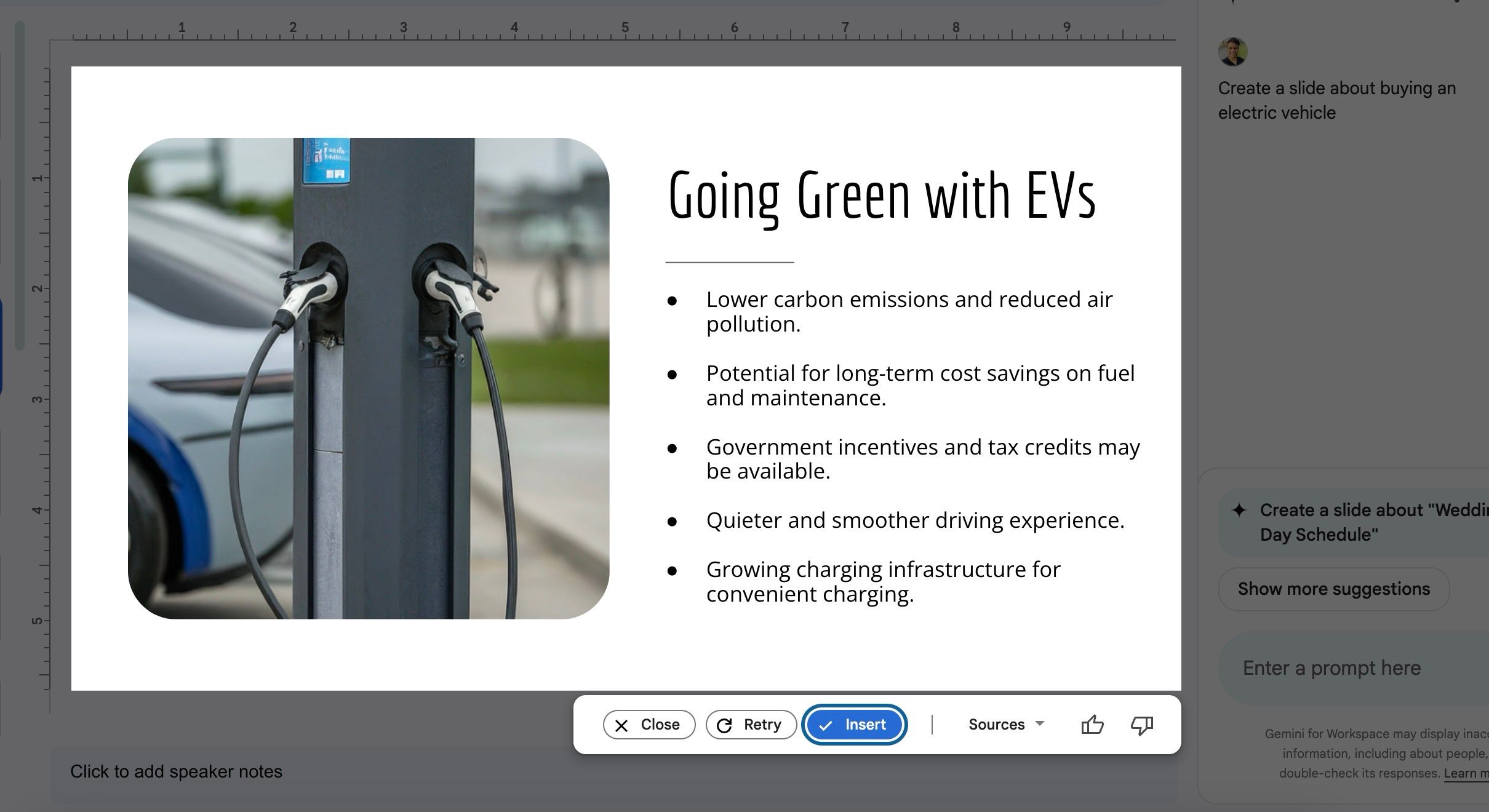 An example of how to youse Gemini AI in Google Slides
