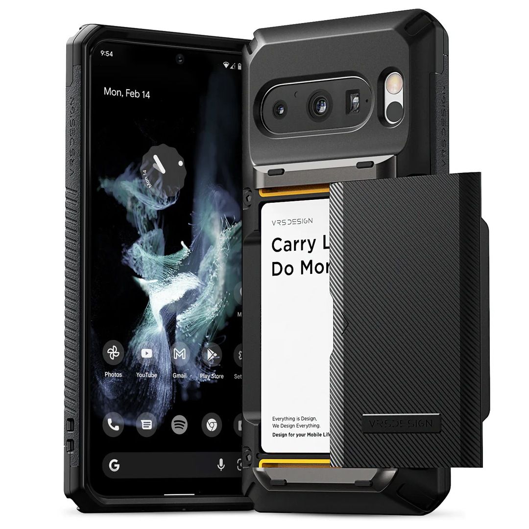 A render of the VRS Design Damda Glide Pro wallet case for the Pixel 8 Pro