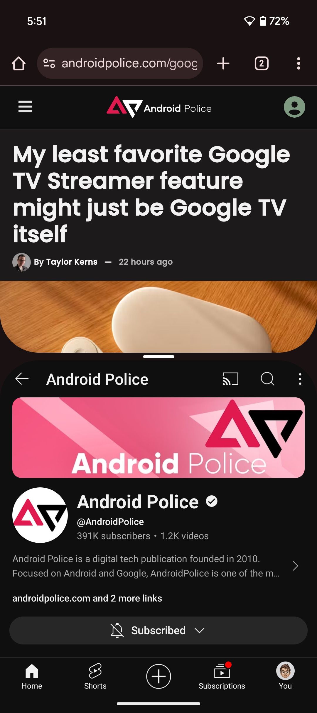 Screenshot showing two apps in split screen on Android 15