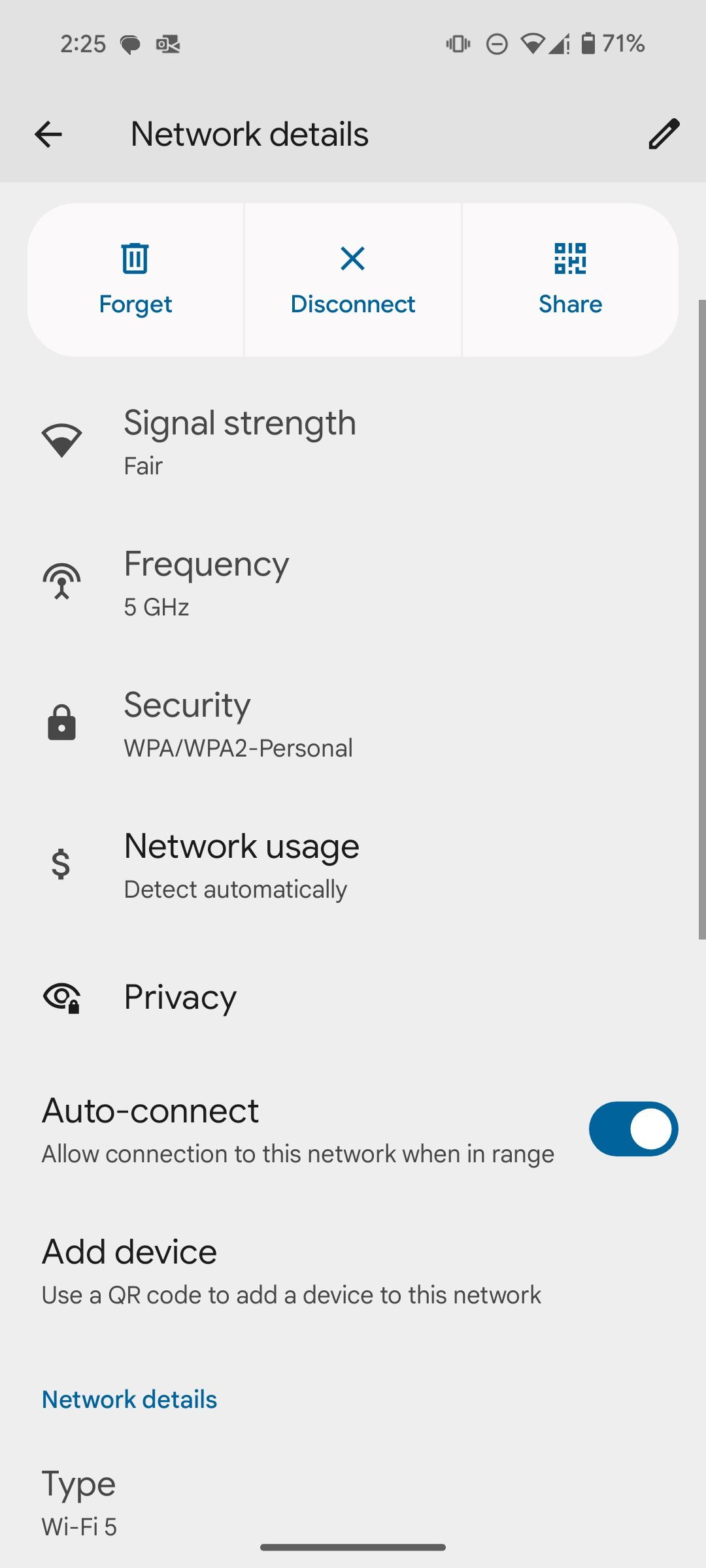 Wi-Fi settings on Android 15