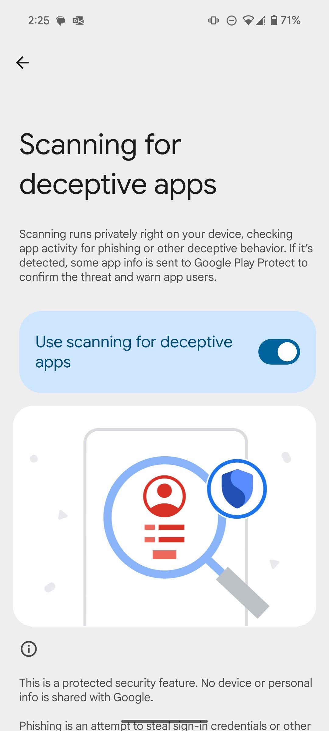 Enable scanning for fruad apps on Android