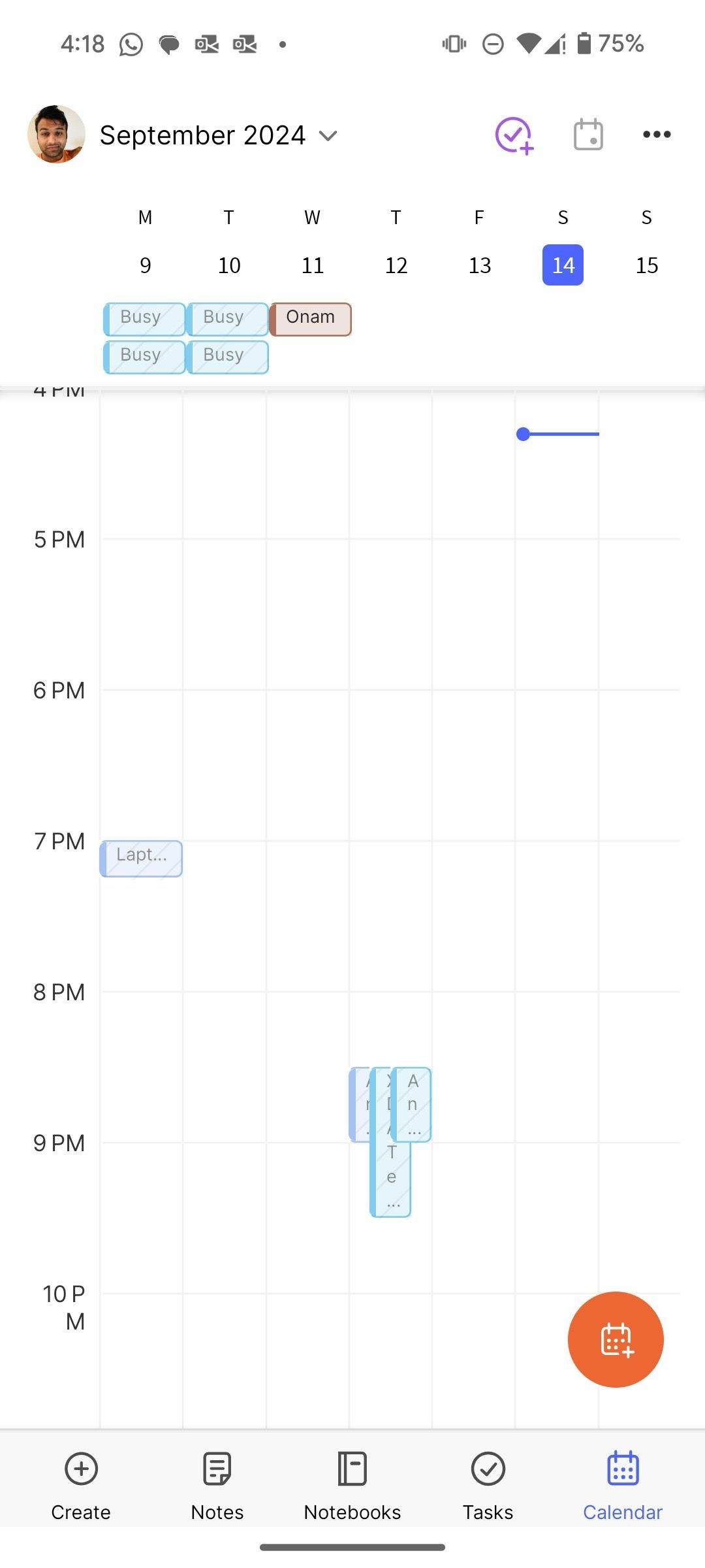 Open Evernote calendar