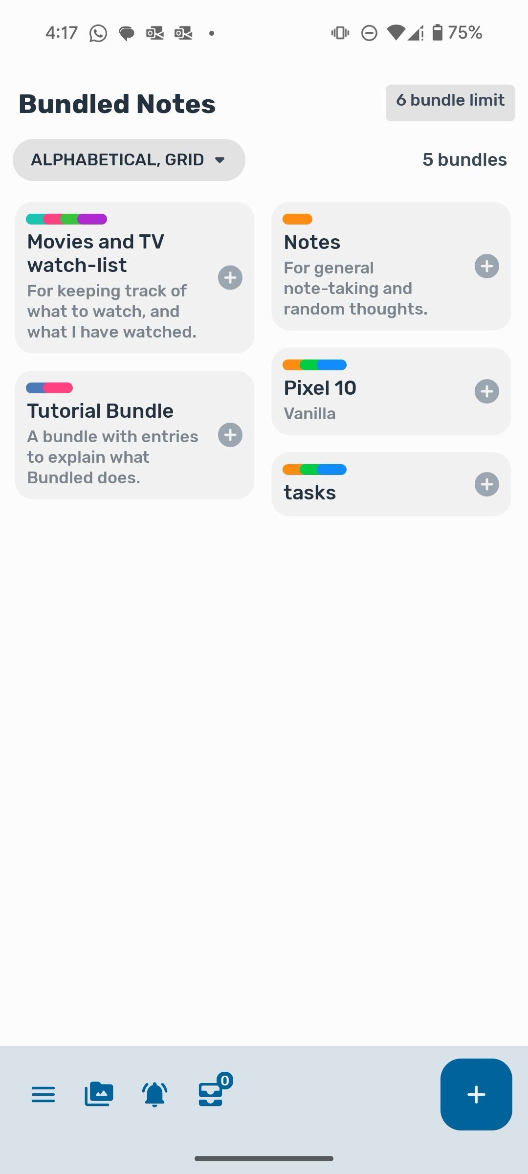 Create bundles in Bundled notes