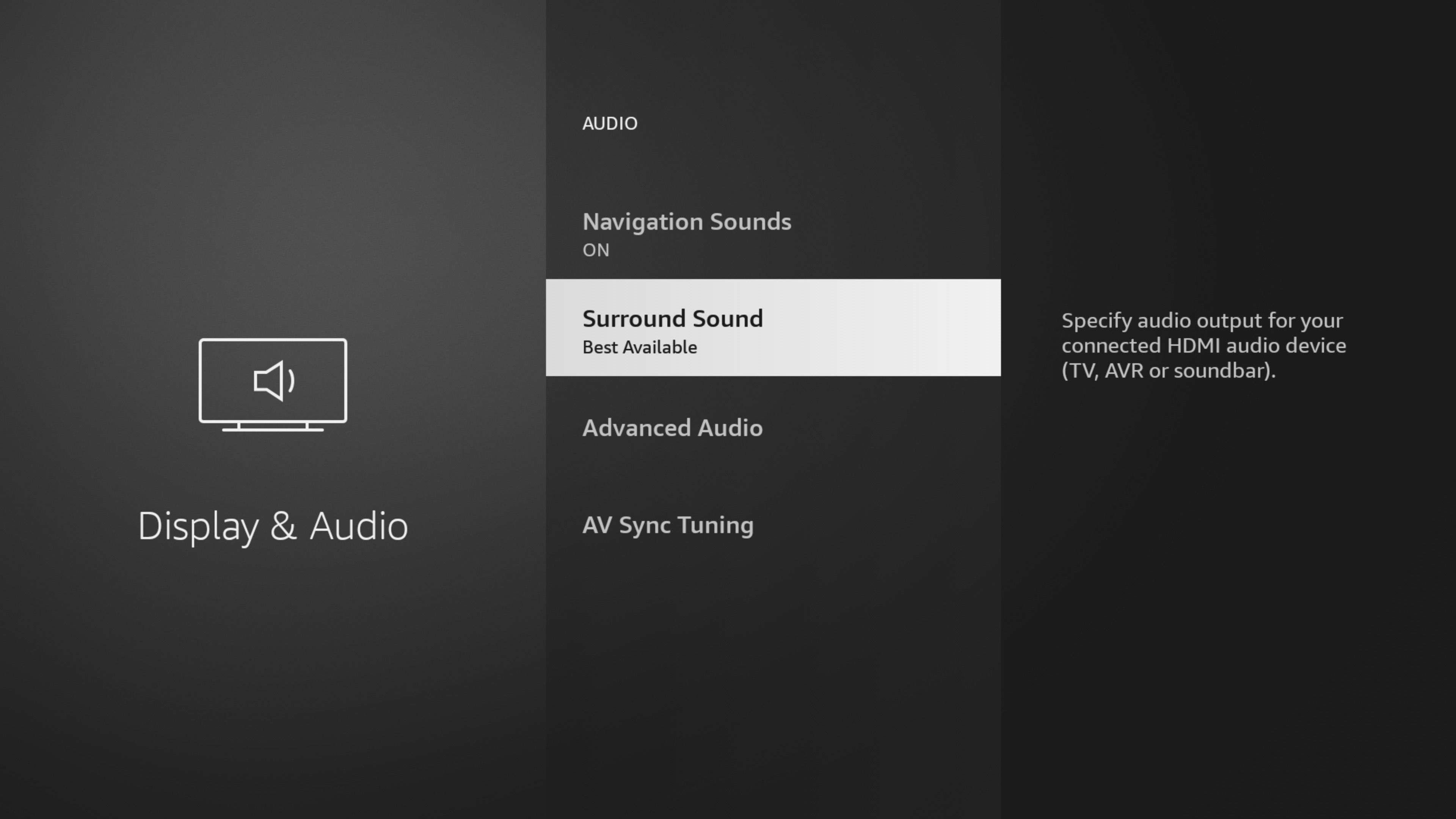 Set surround sound in Fire TV