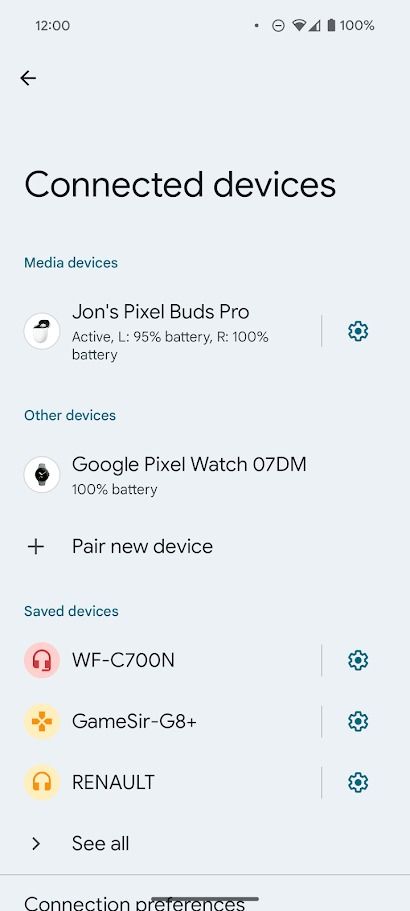 android connected devices menu