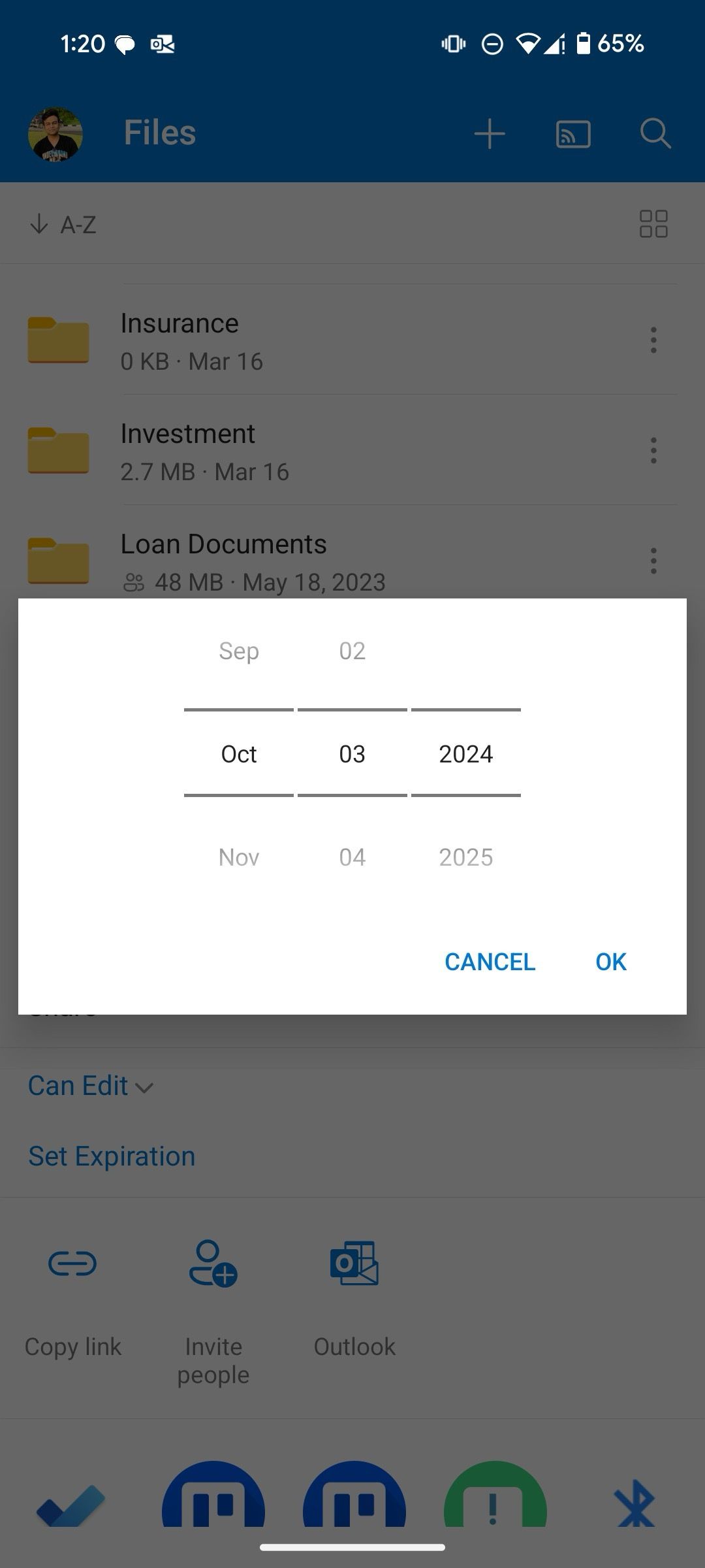 An option to add an expiry date to OneDrive