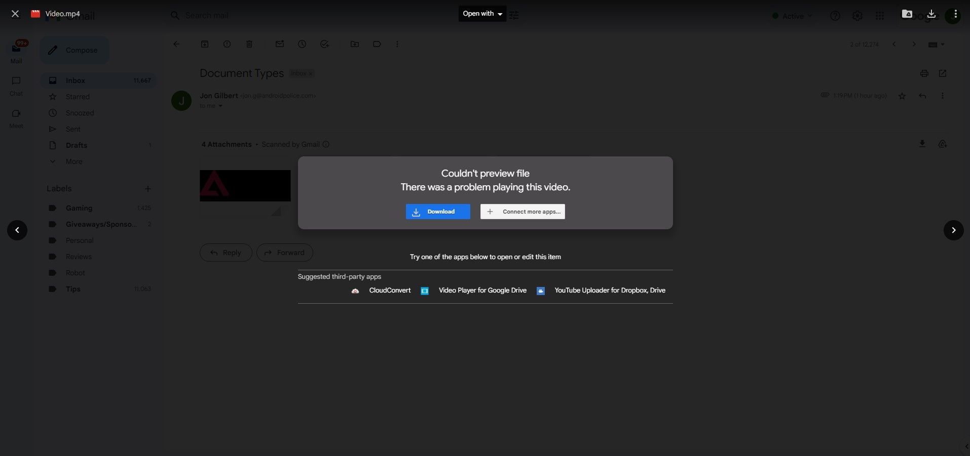 gmail file preview error