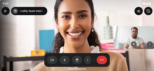 Google Meet updated call screen landscape