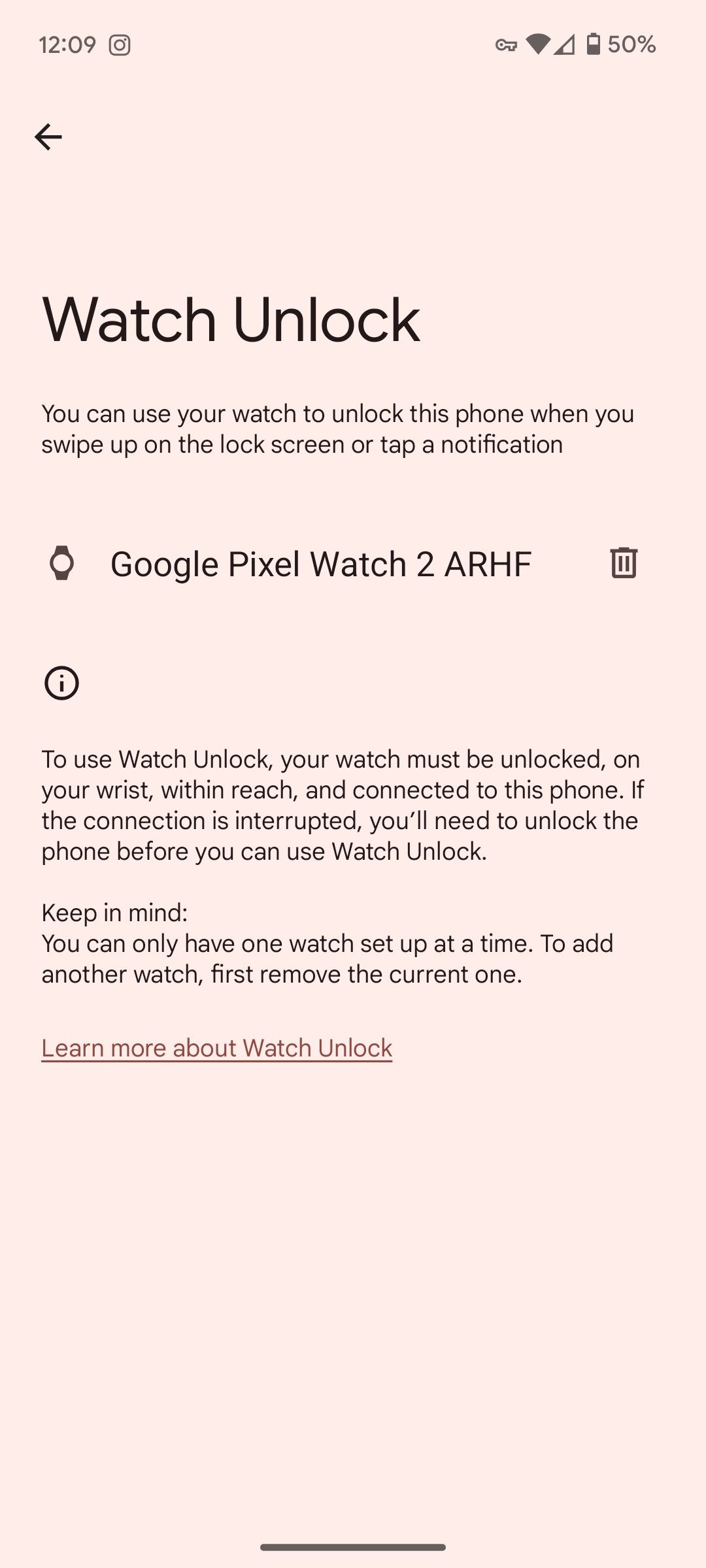 Watch Unlock settings in the Google Pixel Watch app