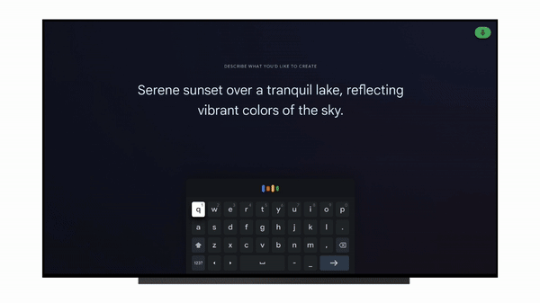 Animated GIF showing Google TV's AI screensavers feature in action.