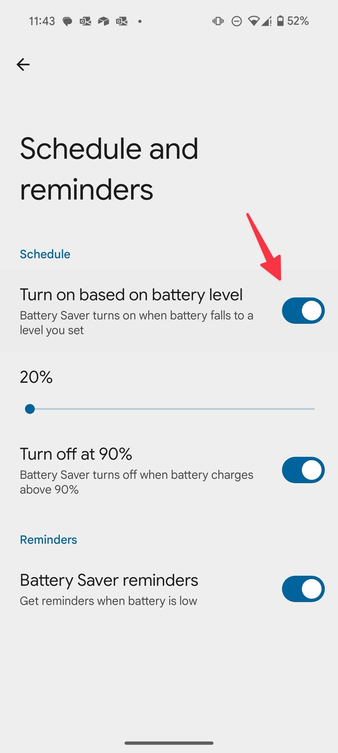 enable battery saver automatically