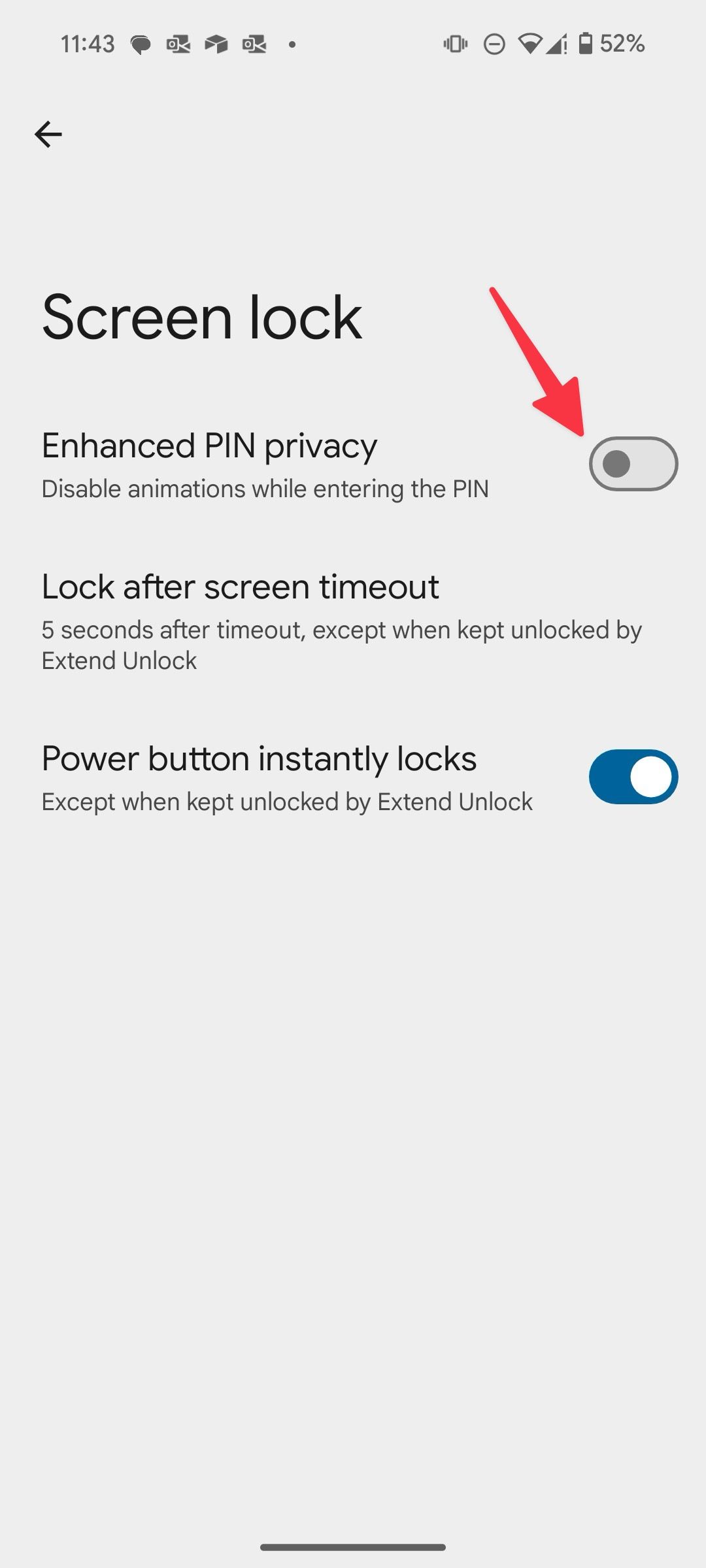 enhanced PIN privacy on Android