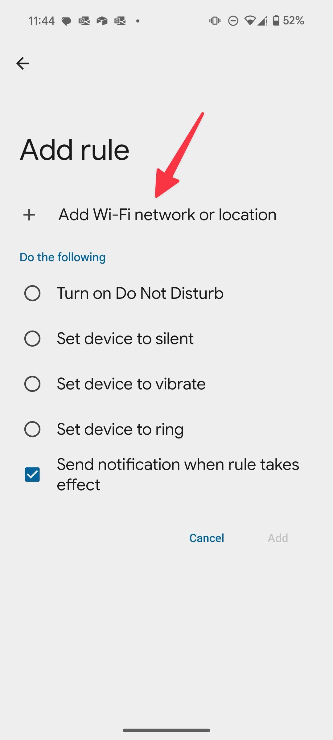 set rules on Android based on wifi network or location