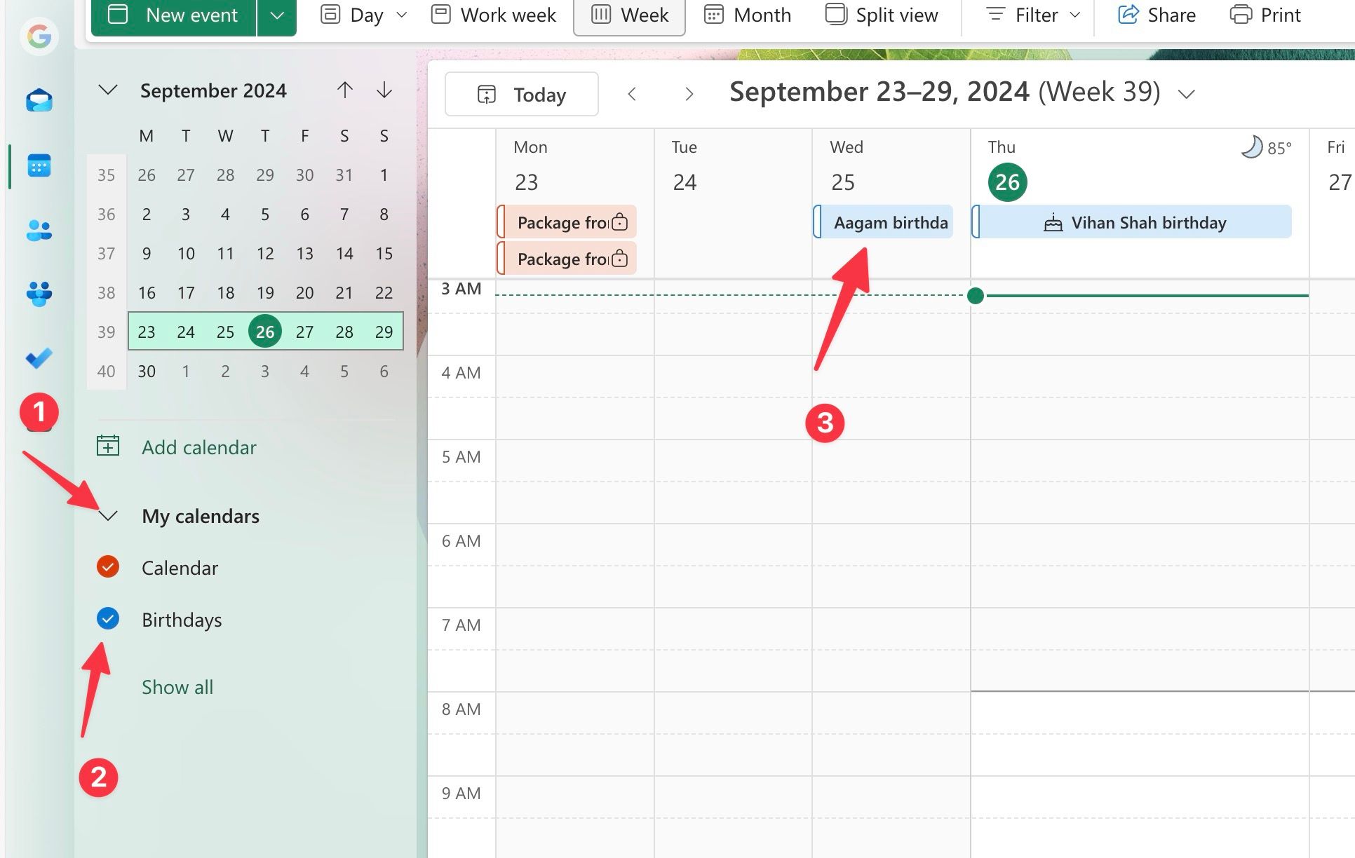 enable birthday calendar in Outlook
