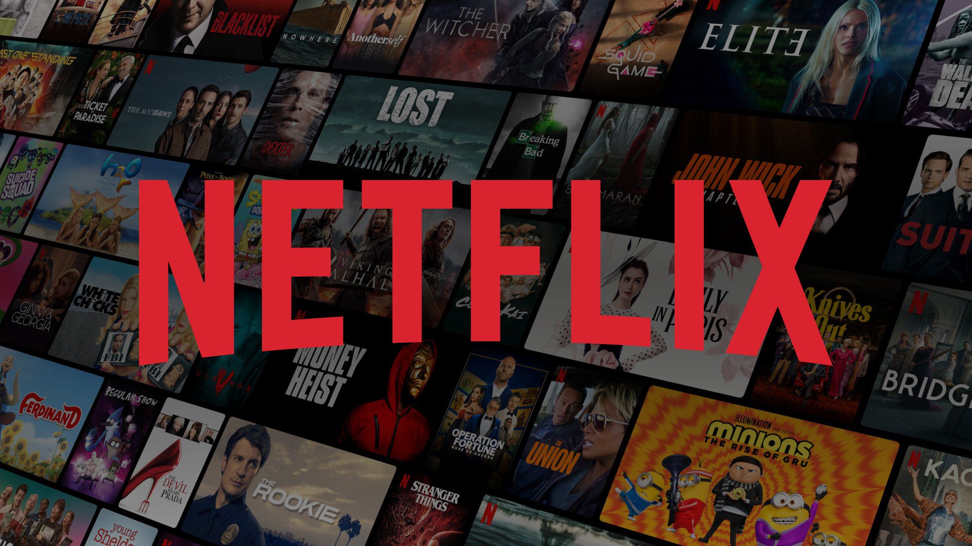 The Netflix logo against a collage of movie titles