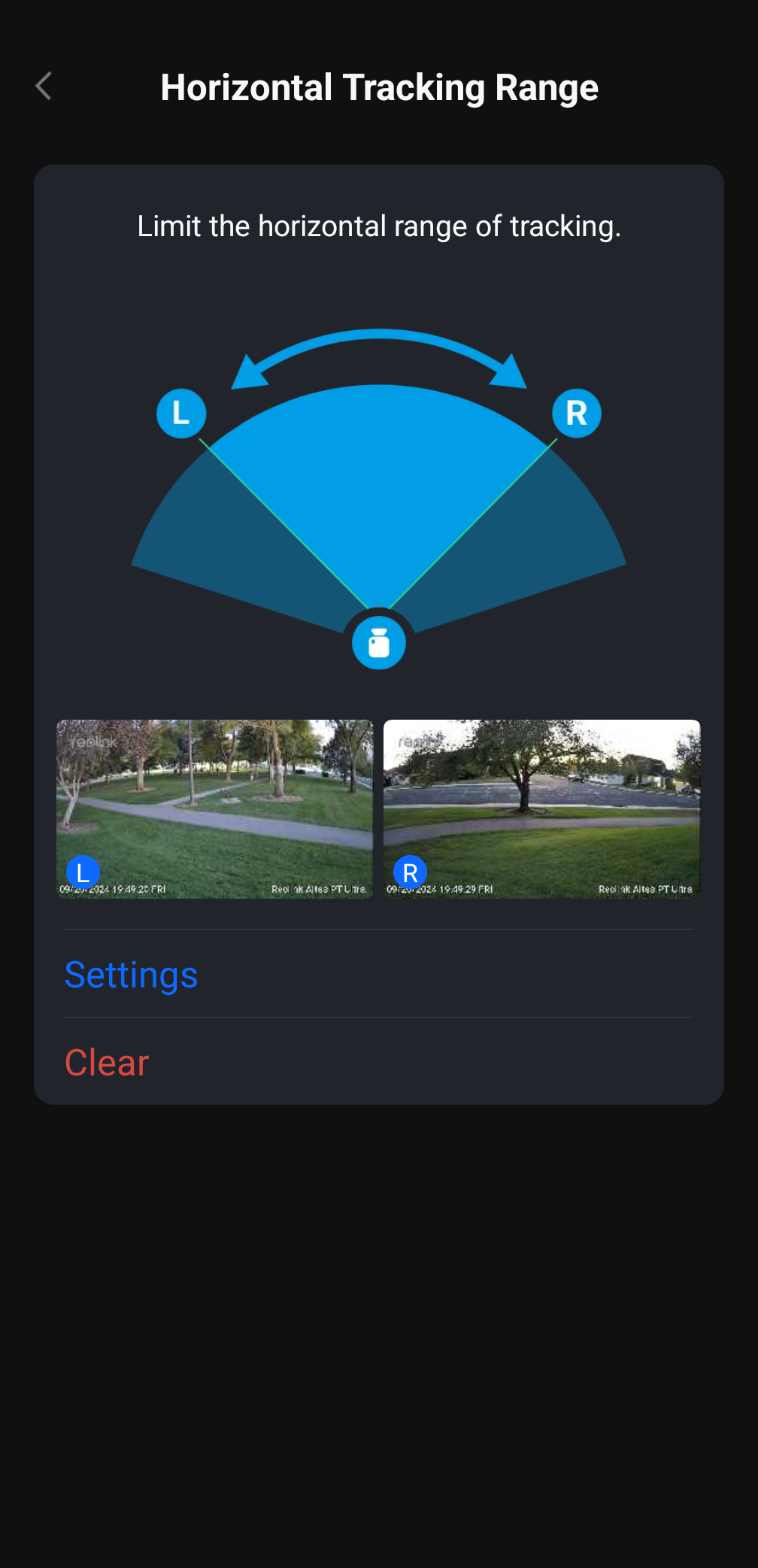 Rolink altas pt ultra app App Pan-Tilt Auto Range Menu