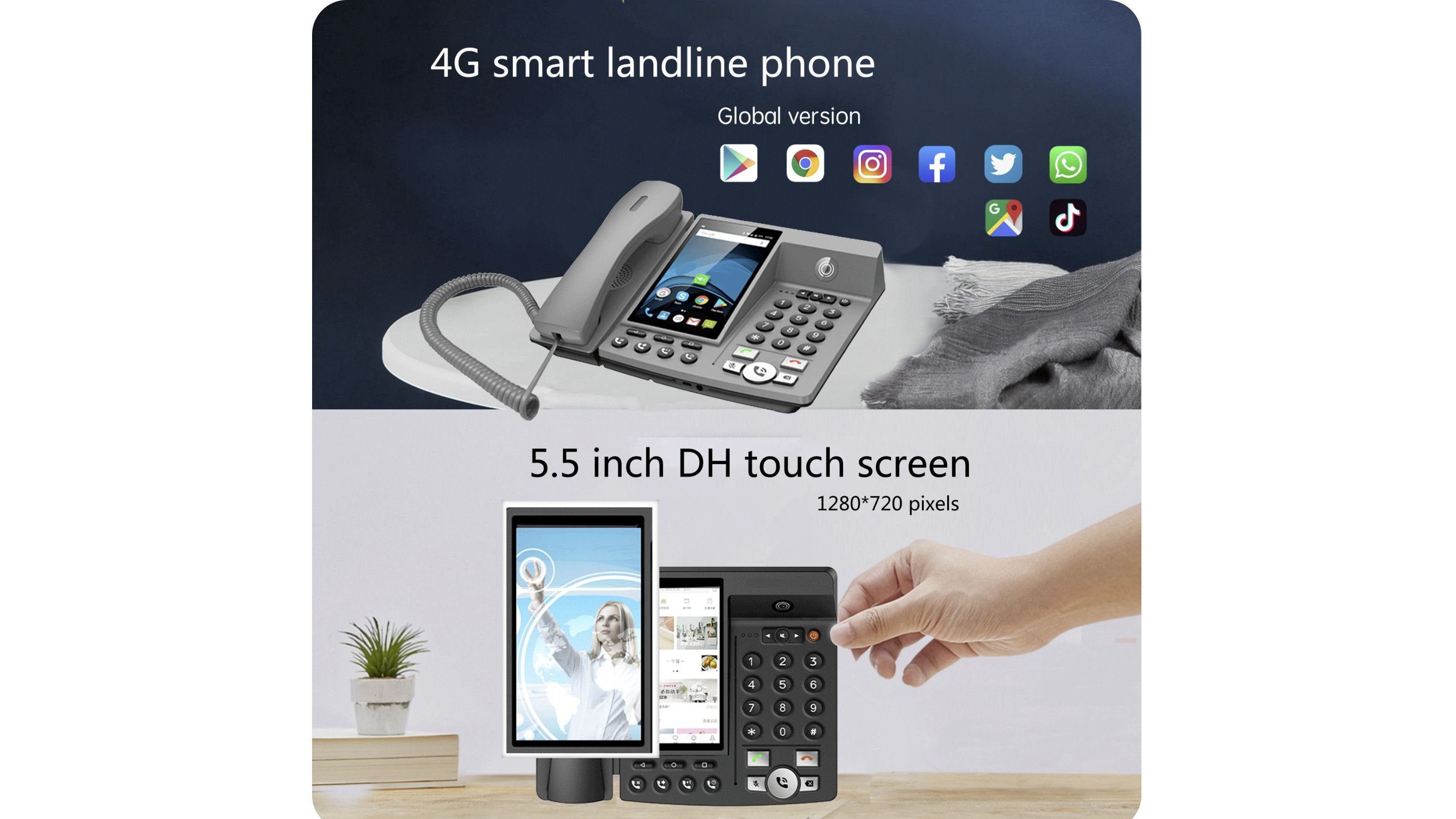 Landline phone with touchscreen and Android