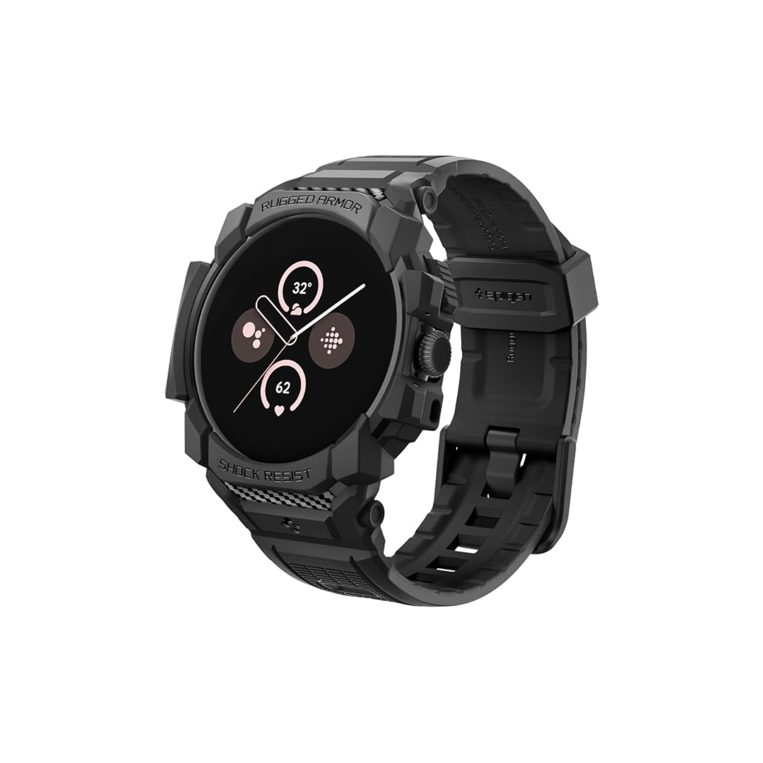 Render of Spigen Rugged Armor Pro Designed for Google Pixel Watch 3 on a white background