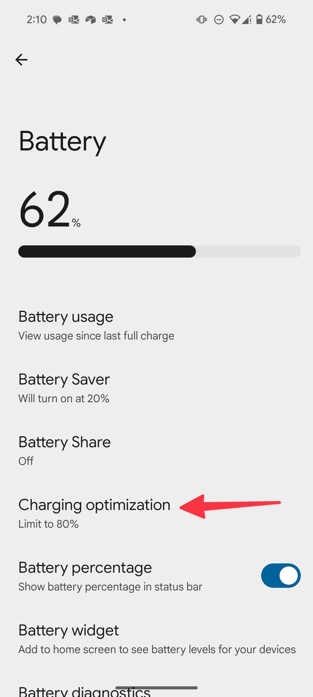 battery menu on Pixel 9 Pro Fold