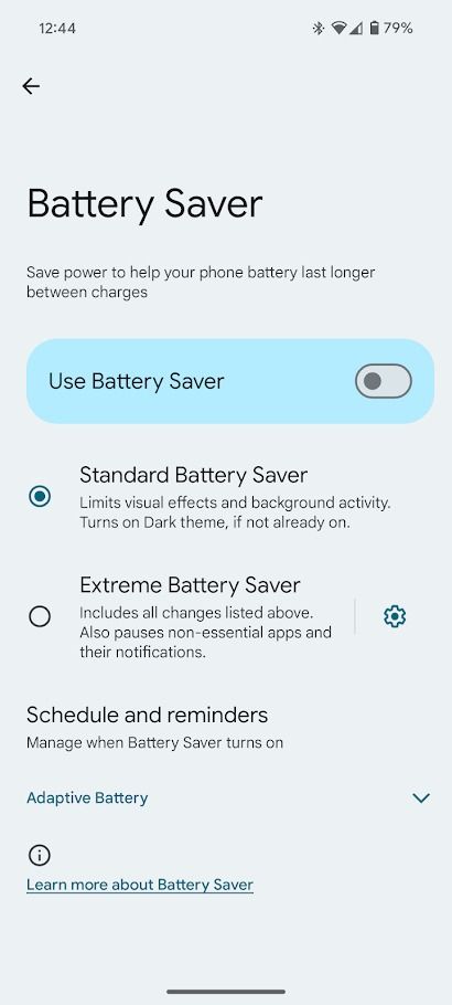 battery saver options on Android phone