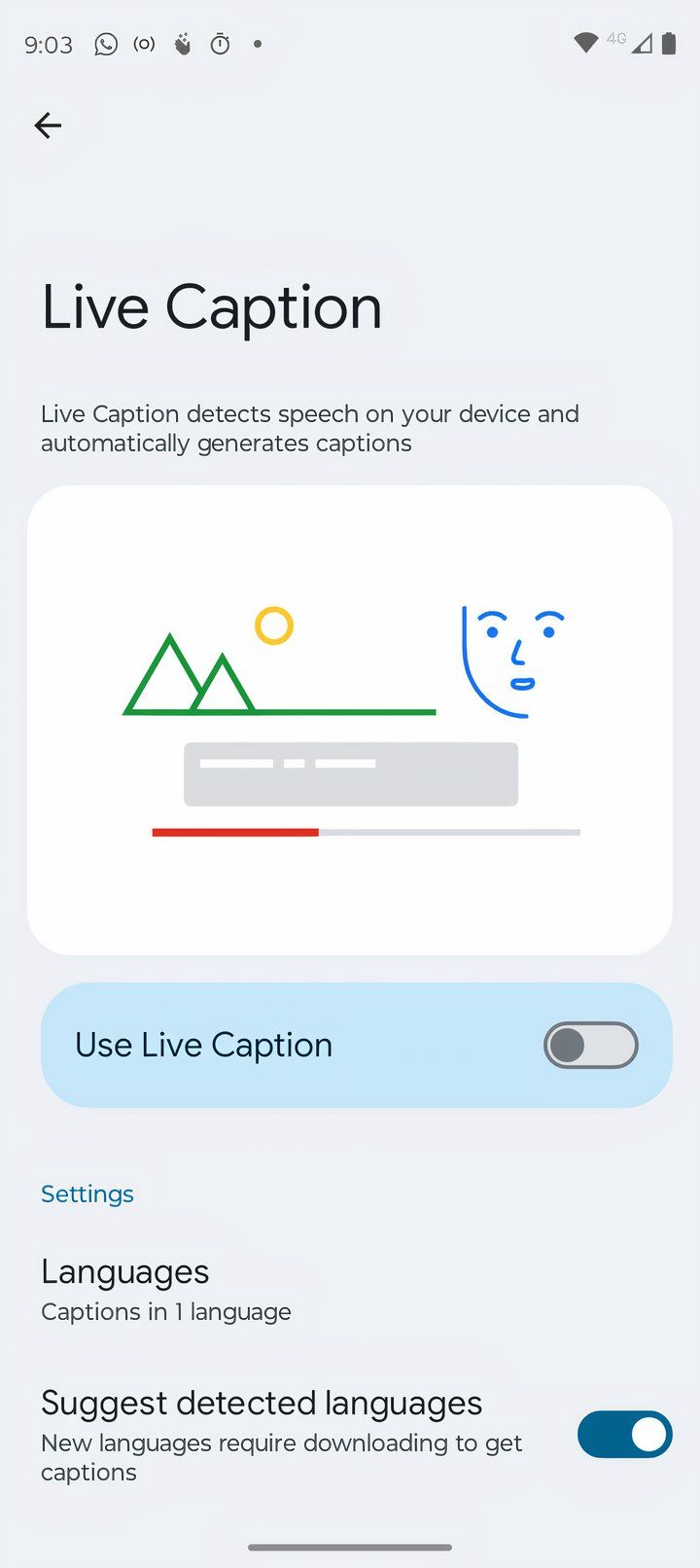 Choose to use live captions on Android