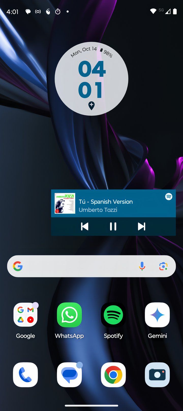 Spotify Android widget on home screen 