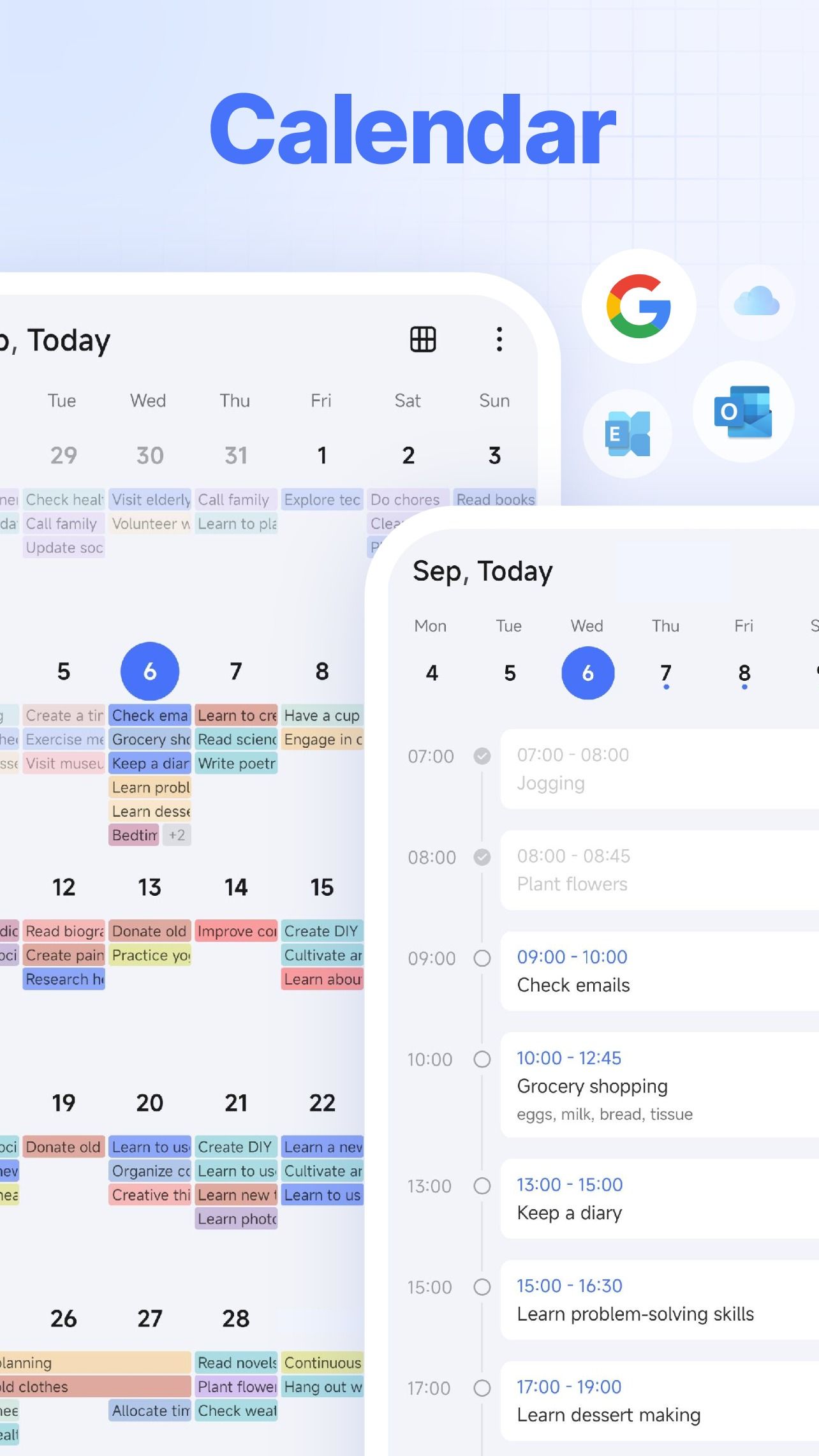 TickTick calendar view