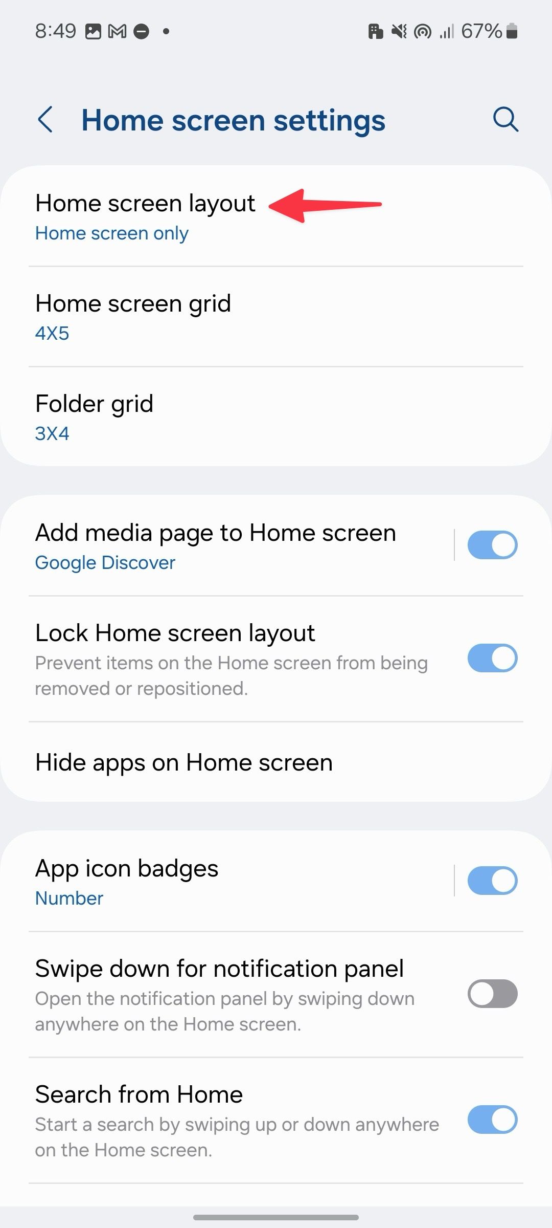 Open the home screen on Samsung phones